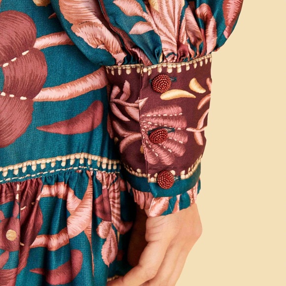 NWT Farm Rio Teal Seashell Tapestry Viscose Mini Dress - Picture 6 of 7